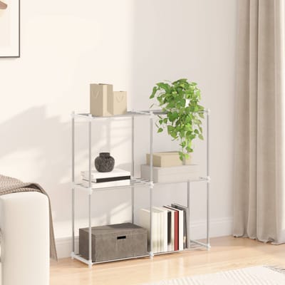vidaXL - Tubulaire - plank - met - opslag - Wit - 86 - x - 27 - x - 90 - cm - Aluminium