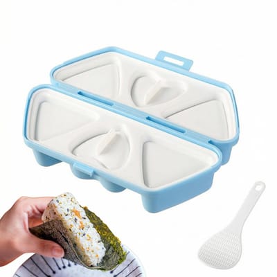 carmdering - Sushi maker - 6-in-1 onigiri vorm met rijstschepper - antiaanbak rijstbalvorm - voor bento, feest en familie