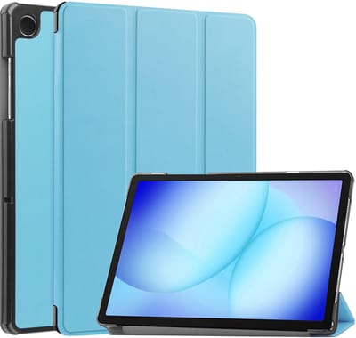 Hoesje - Geschikt voor Samsung Galaxy Tab A11 Plus / A9 Plus - Dun & Stevig - Hardcover Book Case - Trifold Bookcase Hoes - Hard Cover - Tablethoes - Lichtblauw
