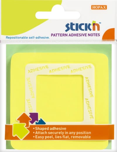 Stick'n Memoblok Vierkant - 360 Graden Lijm - 70x70mm - Neon Geel 50 Vel