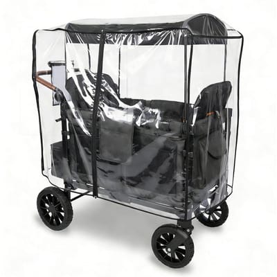 Regenhoes Geschikt voor WonderFold W4 Kinderwagen Waterdicht Winddicht Kinderwagenhoes Volledige Dekking met Rits aan de Zijkant Transparant schoon