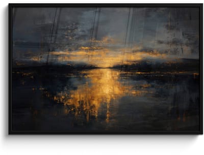 Poster in lijst - Fotolijst 120x80 cm - Posters - Gouden Reflectie op Water - Posterlijst zwart - Decoratie - Wanddecoratie woonkamer - Muurdecoratie slaapkamer