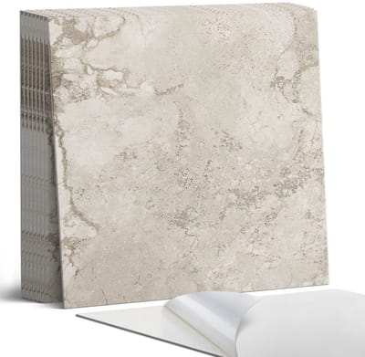 Coloray Plaktegels - Natuursteen in de structuur Portugese Tegels - 30 cm x 30 cm - Beige Plaktegels - 9 stuks - Vierkant PVC Tegels - Plaktegels Keuken - Zelfklevende Vloertegels - Vinyl Tegels - Zelfklevende Tegels
