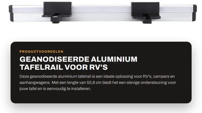 Dailygoods- Montage Aluminium - Steun 500 mm - Robuust en Duurzaam - Geanodiseerde Afwerking - Geschikt voor Campers/Caravans - Verbeterde Stabiliteit - Tafelrail
