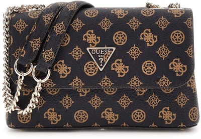 GUESS Schoudertas Daryna II Convertible Xbody Flap Bag Mocha Logo Donkerbruin