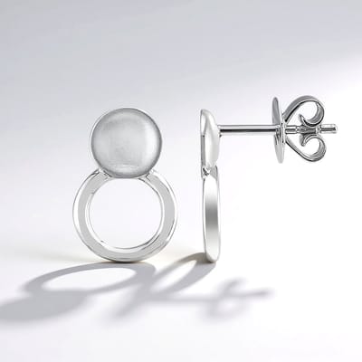 Cavill - Zilveren oorbellen 925 Sterling zilver met palladium - Elegante Pallanova oorbellen 14mm - Minimalistisch modern design - Push-in sluiting
