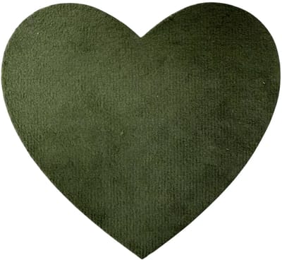 Prikbord | Kurk | hart vorm | groen | velours stof | 12 x 11 cm en 7 mm dik.