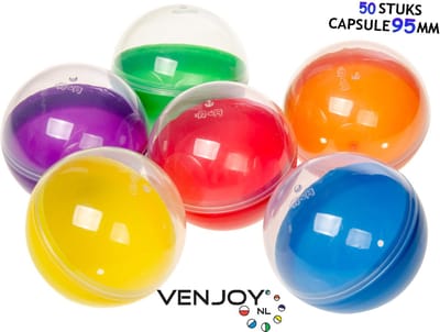 Lege capsules voor uitdeelcadeautjes doopsuiker speelgoed ei - 95 mm rond 50 stuks