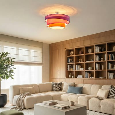 Lindby - plafondlamp - 3lichts - Stof, metaal - H: 36.8 cm - E27 - violet, roze, oranje, chroom