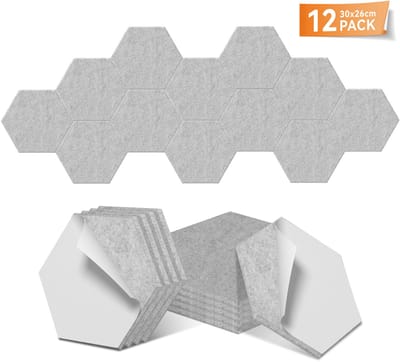 ACXIN 3D Akoestische Geluidsabsorber Panelen - Zelfklevend Schuim - Lichtgrijs Hexagon - 0,9cm Polyester