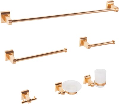 TALARA - 6-delige badkamer hardware set - Goud - Aluminium