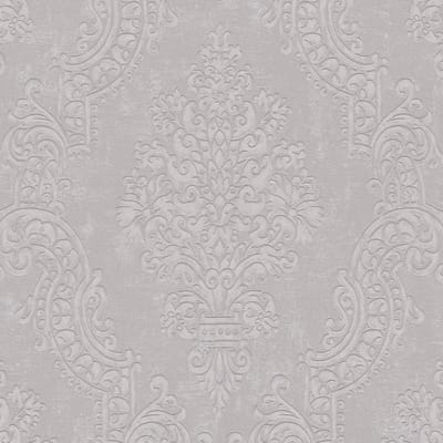 Barok behang Profhome 397656-GU vliesbehang gestructureerd met ornamenten glinsterend beige grijs 5,33 m2