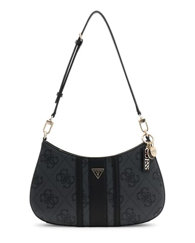 GUESS schoudertas Noelle II Convertible Xbody Flap Bag Coal Logo donkergrijs