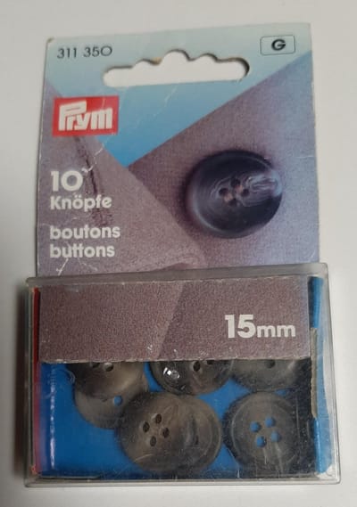 Prym knopen 15mm - gemarmerd grijs bruin - 10x knoop - 1.5cm - art. 311350 - knoopjes
