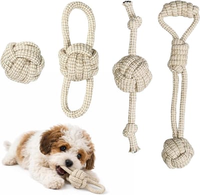 Solidchoice - 4 Stuks Hondenspeelgoed van Touw voor Kleine Honden