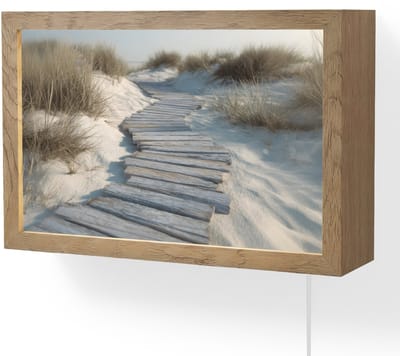Wandlamp 30x20 cm - Oplaadbaar - Pad - Planken - Duinen - Gras - Wandlampen binnen woonkamer - Slaapkamer lamp met kabel - Decoratieve nachtlamp - Vloerlamp snoer