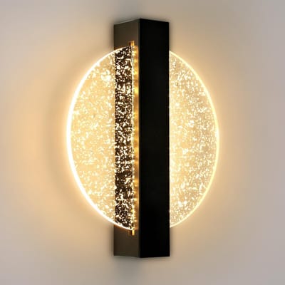 wandlamp - 25cm - Medium - 12W - LED - Zwarte - rond - 1500LM - warm wit - 3000K - voor slaapkamer woonkamer hal trap