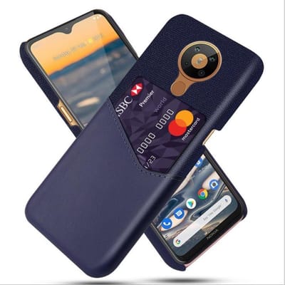 Nokia 5.3 Luxe Hybride Backcover met Pasjeshouder + Glas Screenprotector _ Blauw