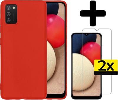 Hoesje - Met 2x Screenprotector - Geschikt voor Samsung Galaxy A03s - Sterk & Shockproof - Back Cover - Siliconen Case - Telefoon Hoes - Telefoonhoesjes - Rood
