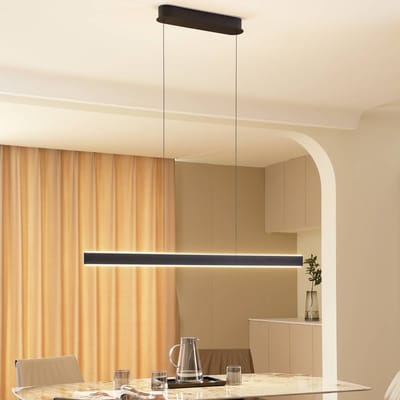 Lucande LED hanglamp Philine, lengte 121 cm zwart ijzer