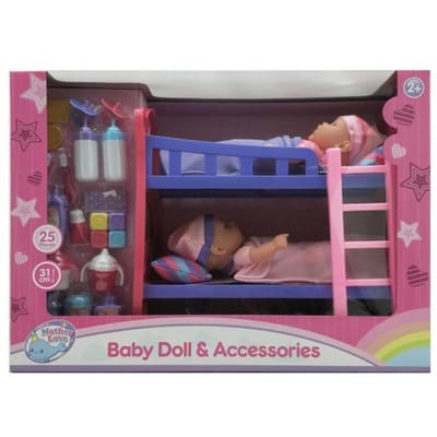 Bedtime stapelbed met 2 babypoppen en accessoires Speelpoppen
