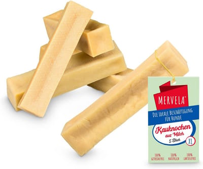 Kauwbotten met kaas voor grote honden - Handgemaakt, 123g per stokje - 100% natuurlijk en suikervrij - Optimale gebitsverzorging (5 stuks)