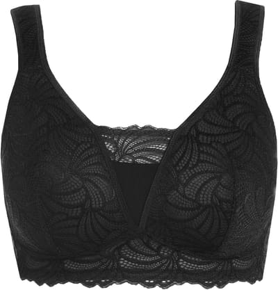 Ulla Popken - Dames - Bralette kant zonder beugel - Zwart - Maat 95B