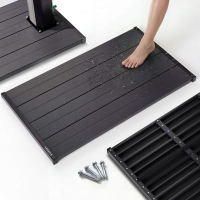 AREBOS PVC Basisplaat Antislip Douche Tuin Platform 101x57 cm Zwart Robuust