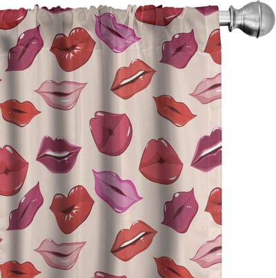 ABAKUHAUS Kusgordijnen Vivid Lips – 2x75x245 cm – Lichtroze