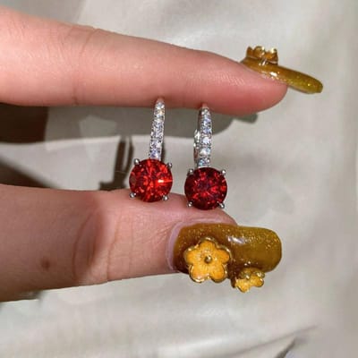 Luxe schitterende vintage mode diamant ingelegd robijn oorbellen voor dames exquise oorbellen Gesp banket sieraden brown