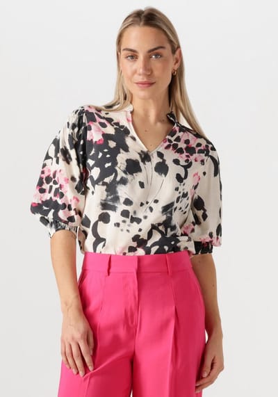 Jansen Amsterdam Manon Blouse Wam 199 3/4 Puffed Sleeve Dames - Jurken - Multi - Maat 34