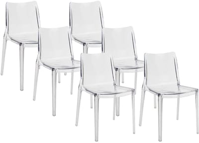 Vente-unique Set van 6 stoelen van polycarbonaat - Kristalkleurig - RANZAKA