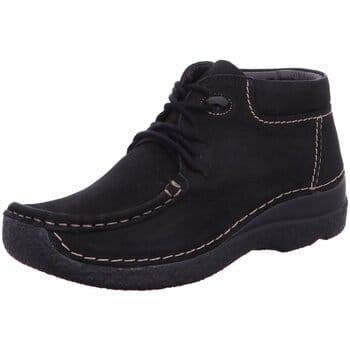 Wolky Hoge veterschoenen Seamy Moc zwart nubuck