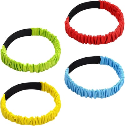Set van 4 Driebenige Racing Banden voor Volwassenen, Kleurige Elastische Touw met Magische Lijm voor Carnaval, Relay en Buitenactiviteiten