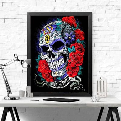 5D DIY Diamond Painting  Schedel bloemenmeisje  Borduurkruissteek 5D Home Decor Cadeau 20X30CM gray