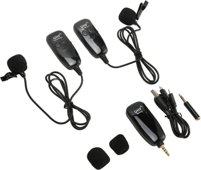 Draadloze Microfoon Set - Clip-on Lavalier - Video Opnames - Stabiel UHF Signaal - 50 Meter Bereik - Zwart