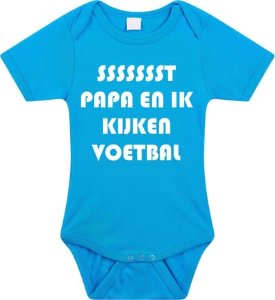 Rompertjes baby - papa en ik kijken voetbal samen - baby kleding met tekst - kraamcadeau jongen - maat 92 blauw