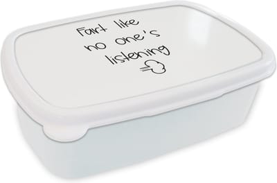 Broodtrommel Wit - Lunchbox - Brooddoos - Spreuken - Quotes - Fart like no one's listening - Wolken - Scheet - 18x12x6 cm - Volwassenen