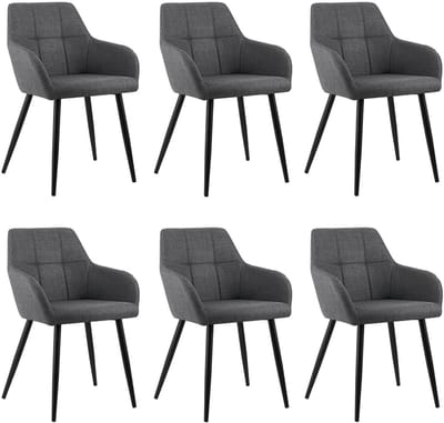 Set van 6 Kick eetkamerstoel Nova - zwart