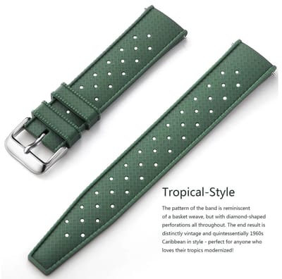 Actie4you® - Tropische Stijl - Horlogebandje Siliconen – Mand Motief - Universeel – Horloge Band - Makkelijk Zelf te Monteren – 18MM – Groen