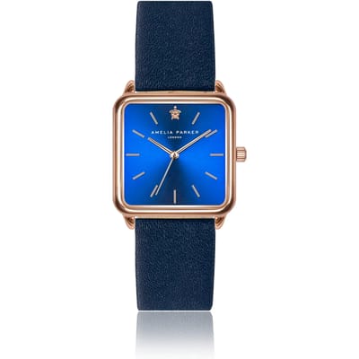 Lederen horloge voor vrouwen Amelia Parker Pacific Ocean Blue