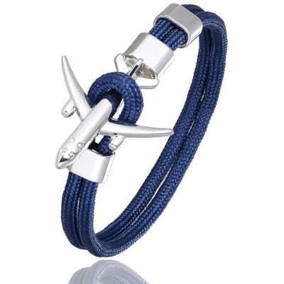 Bedel Heren vliegtuig Anker Armband voor Vrouwen Lucht Overleving Vliegtuig Ketting Vriendschapsarmbanden femme Koppelsieraden homme Cadeau Nieuw 19cm blue