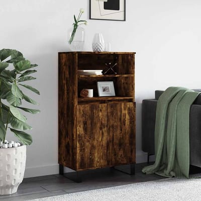 vidaXL - Hoge - kast - 60x36x110 - cm - bewerkt - hout - gerookt - eikenkleurig