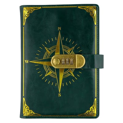 Dailygoods - Tagebuch mit Schloss, A5 PU Leder Journal mit Schloss, 200 Seiten abschließbares Tagebuch voor vrouwen mannen, Nachfüllbares Leder Journal mit Kartenfächer voor tieners, Kinder, Schule