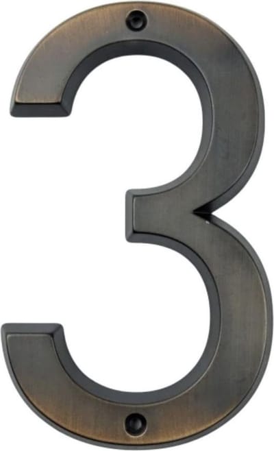 Huisnummer Brons nr. 3 - 15 cm hoog - Huisnummer van Zink - Mooie Brons-Look Huisnummers