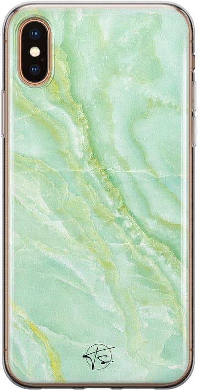 Hoesje geschikt voor iPhone Xs - Marmer Limegroen - Soft Case - TPU - Marmer - Groen - Mooie Telefoonhoesjes