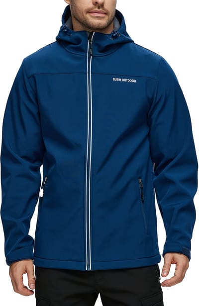 BUBW® Windjack - Softshell Outdoorjas - Heren - Windjack - Lichtgewicht - Waterdicht - Ademend - met Capuchon - Outdoorjas - Maat M - Marineblauw