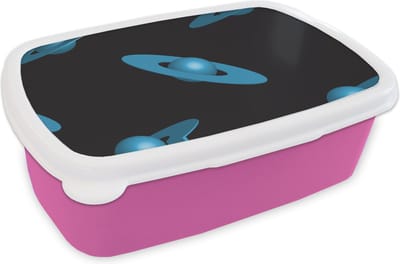 Broodtrommel Roze - Lunchbox - Brooddoos - Planeten - Blauw - Kinderen - Design - 18x12x6 cm - Kinderen - Meisje