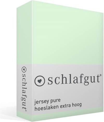 schlafgut Jersey Pure hoeslaken extra hoog - Eenpersoons S - 90x190 - 100x220 643 Green Light