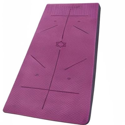 Milieuvriendelijke yogamat met antislip oppervlak en uitlijnlijnen - 14 cm dikke vulling voor optimale ondersteuning